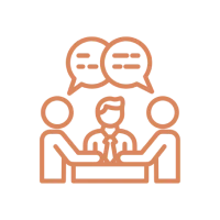 Collaborative conversation symbol with speech bubbles